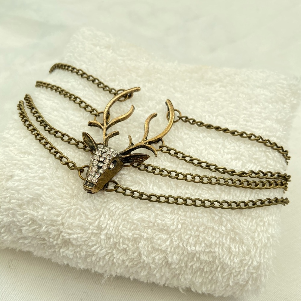 FREE BUNDLED. Deer antlers metal chain bracelet
